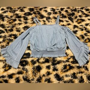 Stylish Jean Cold Shoulder Top